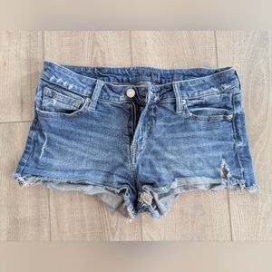 Lucky Brand Blue Jean Shorts Distressed Raw Hem
